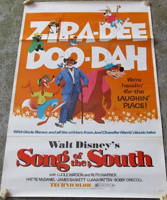 $9.95 • Buy ORIGINAL Disney Song Of The South 1973 Animated Cartoon Movie Poster 41 BY 27