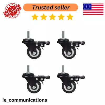 4Pcs 1.5 Inch Heavy Duty Caster Wheels Swivel Casters With Brake And M8 Threaded • $16.50