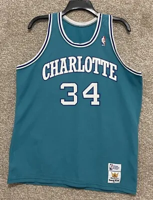 Vintage Mens NBA Charlotte Hornets #34 MacGregor Sand Knit Jersey Size XL • $100