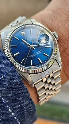 Vintage Rolex 1601 Blue Dial Men's Automatic Watch 1978 • $3570