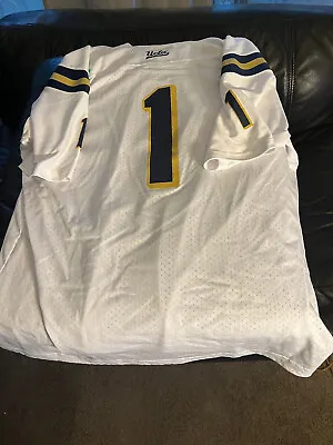 UCLA Bruins Adidas Football Jersey #1 White 2XL Mint Ringed Sleeve Poly Mesh • $23