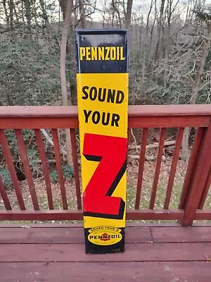 Vintage Pennzoil Sound Your Z Vertical Metal Sign Gas Station Advertising Rare • $1350