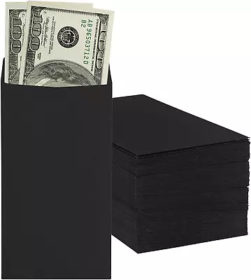 50 PACK Money Small Envelopes For Cash 6.5  X 3.5  Cash Money Saving Black NEW • $9.83