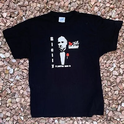 Vtg 90s The Godfather Sicily Il Padrino Sono Io Marlon Brando Euro Puff Print S • $19.99