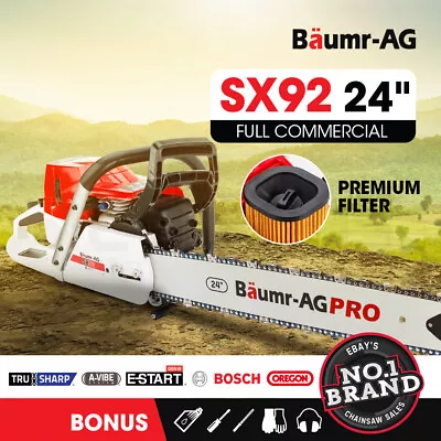 $289 • Buy BAUMR-AG Petrol Commercial Chainsaw 24  Bar E-Start Chain Saw Top Handle Pruning