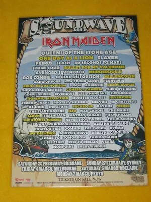 Soundwave - 2011 Australian Tour - Iron Maiden - QOTSA -  Laminated Tour Poster • $15.95