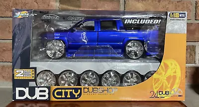 Jada Dub City Diecast Model Kit BlUE 2002 CHEVY SUBUBAN 1:18 BLUE XTRA WHEELS • $101.37