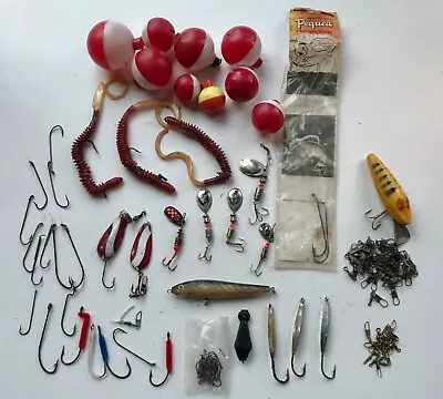Vintage Fishing Lures Jelly Worms Spoons Spinners Hooks Bobbers Estate Lot • $9.95