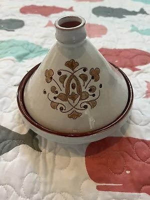 $31 • Buy Vintage Moroccan Terracotta Tagine Pot Hand Painted Glazed~ Made In Morocco