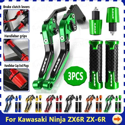 For Kawasaki Ninja ZX6R ZX-6R Motorcycle Handle Grips Cap Brake Clutch Levers • $51.29