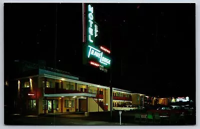 Memphis Tennessee~TraveLodge Motel Neon Night Lights~1950s Cars Postcard • $11