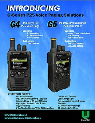 UNICATION  G5 VHF Or UHF & 7/800Mhz P25 DIGITAL PAGER SCANNER MINITOR V 5 VI 6  • $726.75