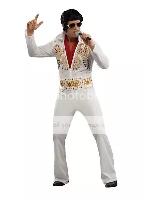 Mens Adult Elvis Now Elvis Presley Rock Super Star Jumpsuit Costume • £65.56