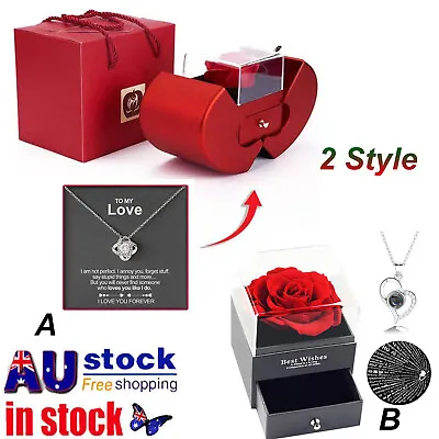 Eternal Preserved Rose Gift Box With Elegant Necklace For Mom Girlfriend & Wife • $15.85