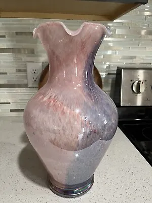 Vintage Murano Art Glass Vase Lavorazione Swirled Pink Blush 14 “Tall • $30