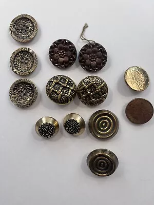 Lot 13 Medium Metal Buttons Shank 4 Hole • $5.99