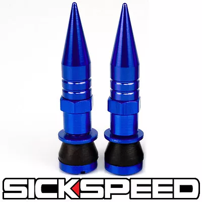 $16.88 • Buy 2 Pc Blue Aluminum Valve Stem Caps With Spikes For Motorcycle Wheel Tire M1