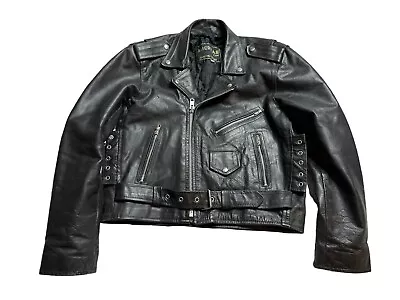 Vintage American Top Leather Motorcycle Jacket Sz 42 Biker Punk Rockstar Style • $44.61