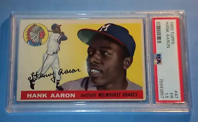 1955 Topps #47 Hank Aaron Milwaukee Braves PSA 1.5 FR AUCT#10692 • $299.95