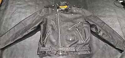 Wilson's Leather Biker Jacket Men's XL Black Motorcycle Metal  • $64.99
