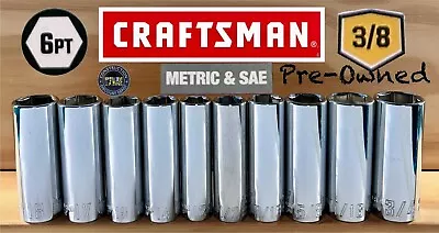 Craftsman 10 Deep 3/8 SAE & METRIC 6 Point Ratchet Wrench Socket Set EUC • $24.99