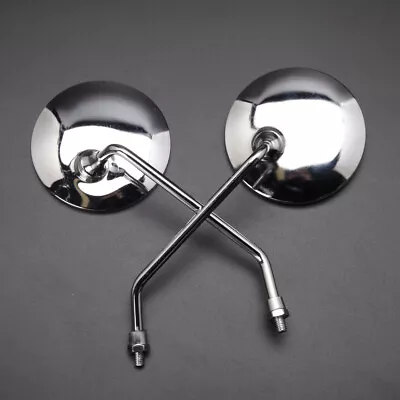 Universal 10mm Chrome Round Motorcycle Side Mirrors For Honda Suzuki Kawasaki • $24.25