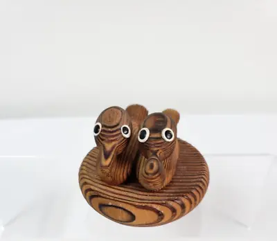 Hand Carved Wooden Birds 1970s Vintage Love Birds 3in Wide • $9.60
