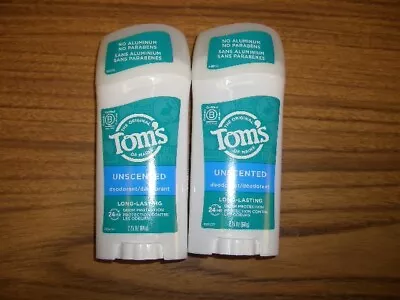 2-Tom's Of Maine Long-Lasting Aluminum-Free  Deodorant Unscented 2.25 Oz Each • $15