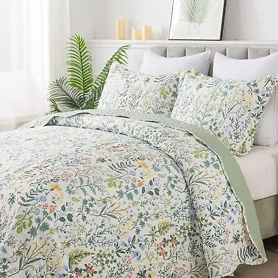 HoneiLife Queen Quilt Bedding Set - 3 Pieces Microfiber Quilt Sets Lightweight B • $78.08