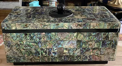 Mid Century Lacquer Box Large With Abalone Shell • $278