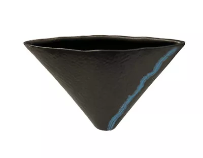 Vintage Black W/Blue Detail Mid Century MCM Japanese Ikebana Vase • $49