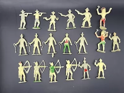 Vintage Cowboy Indian Plastic Toy Figures Marx Unmarked Lot(19) • $12