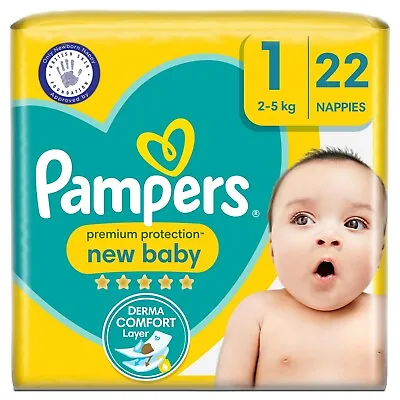 22 X Pampers New Baby Size 1 - Carry Pack - With Protection For Sensitive Skin • £5.99