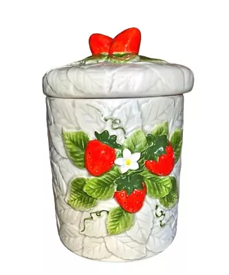 Vintage 1981 Sears And Roebuck Strawberry Sugar Canister Cookie Jar Canister MCM • $53.19