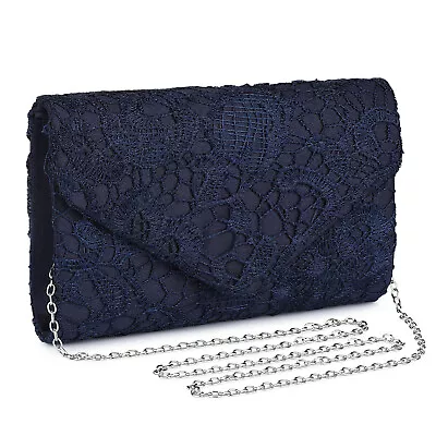 Women Envelope Evening Floral Lace Clutch Bag Bridal Wedding Party Handbag Purse • $14.49