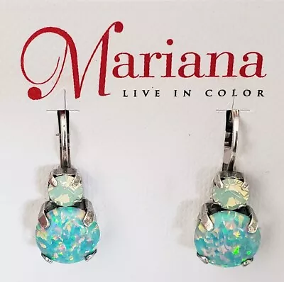 $53 MARIANA Special Synthetic Opal Stone Prism Rainbow Round Drop Earrings SALE! • $24.95