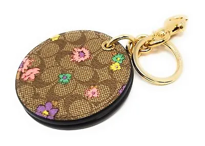 Coach Women's Mirror Bag Charm Keychain Fob  Spaced Floral Print - Khaki/Mlti • $106.21