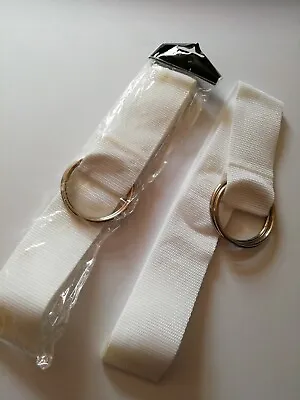 £3.99 • Buy White 2  Wide Canvas Belt With Large D RING 40 Inchs Long 