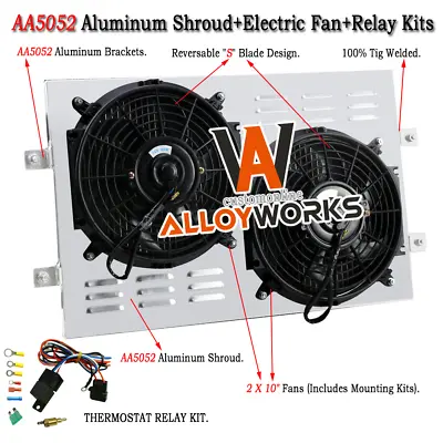 Electric Radiator Fan+Aluminum Shroud+Relay For 1972-1986 Jeep CJ5 CJ6 CJ7 I6/V8 • $99