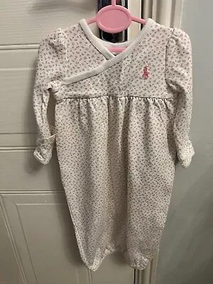 Ralph Lauren 3 Months Rose Floral Print Ivory Sleep Sack Night Gown Long Sleeve • £12