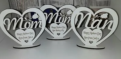 Mothers Day Freestanding Heart Mum Mom Nan Gift Keepsake Personalised • £5.99