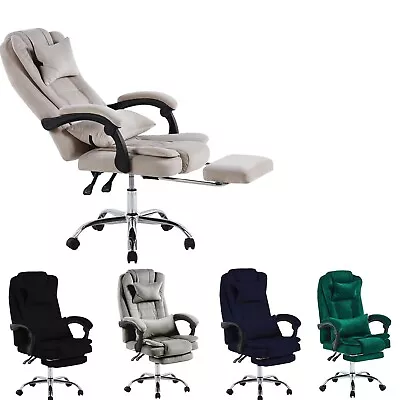 Velvet Reclining Gaming Chair With Foot Rest Adjustable Velvet Office Chair Soft • £84.99