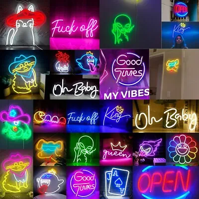 Neon Sign Light LED Wall Lights Visual USB Bar Lamp Kids Room Night Light Decor • £40.94