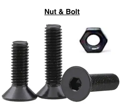Countersunk Nut & Bolt M2 M2.5 M3 M4 M5 Black Alloy/ Stainless Steel Allen Screw • £1.99