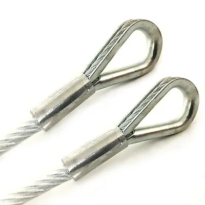 1/4  Vinyl Coated Wire Rope With Thimbles 3/16  7x19 Core Braided Steel Cable • $22.50