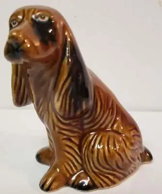 Vintage Basset Hound Dog Figurine Glazed Porcelain Brown Made In Brazil 6  • $18.35