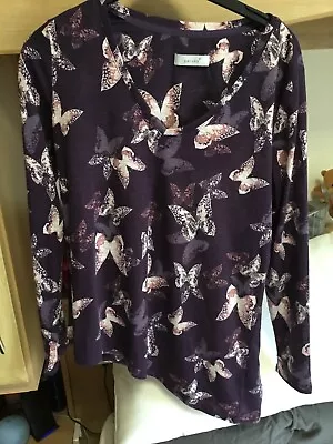 Ladies M&S Per Una Purple Mix Butterfly Top Size UK 12  • £1.99