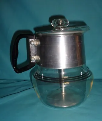 G27 Vintage Proctor Silex Glass Stovetop 4 CUP Coffee Percolator W/basket MCM • $29.99
