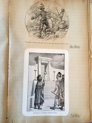 2 ANTIQUE PRINTS Native American Red Indian WS Stacey Pile Skulls Paul Hardy • £4.99