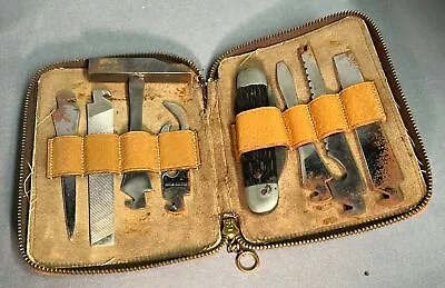 VINTAGE UTICA CUTLERY TOOL KIT KNIFE 7 Attachments FOLDING POCKET KNIFE • $49.99